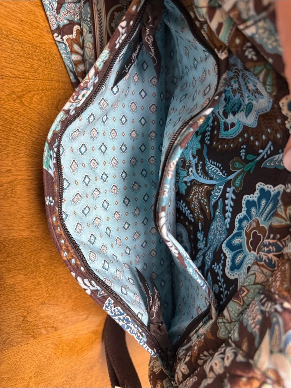 Vera Bradley (Java Blue pattern)Quilted Floral Laptop/Messenger Bag 17x13x6